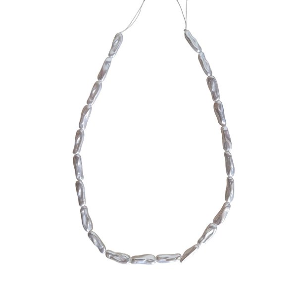 Fio de Pérola Barroca Shell Retangular Cor Branca - Tamanho aproximado 18mm