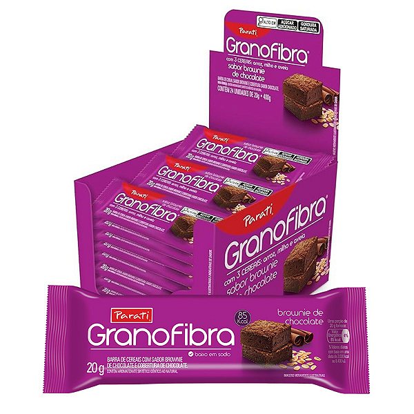 Barra de Cereal Parati GranoFibra Brownie 20g - Display com 24x20g