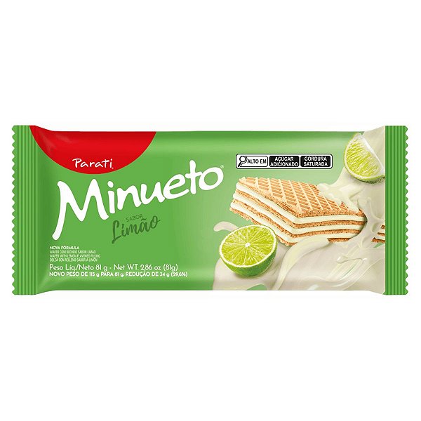 Biscoito Wafer Recheado Parati Minueto Limão 81g - Kit com 10x81g