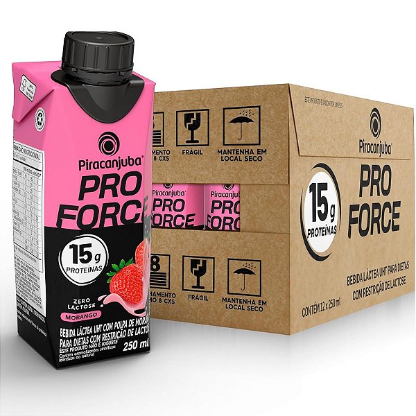 Piracanjuba Whey 15g Zero Lactose Sabor Morango 250ml - Caixa 12x250ml
