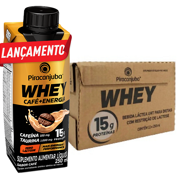 Piracanjuba Whey 15g Zero Lactose Sabor Café 250ml - Caixa 12x250ml