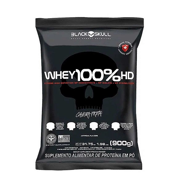 Whey Protein 100% HD Refil 900 gr WPC, WPI e WPH Black Skull