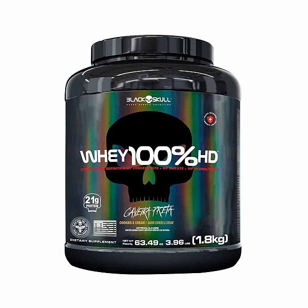 Whey Protein 100% HD 1,8 Kg (WPC, WPI e WPH) Black Skull