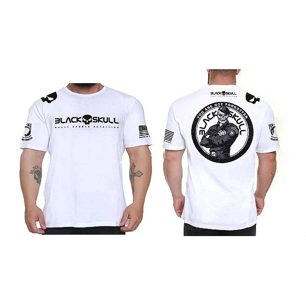 Camiseta Dry Fit Black Skull - Modelo Soldado Bope Branca