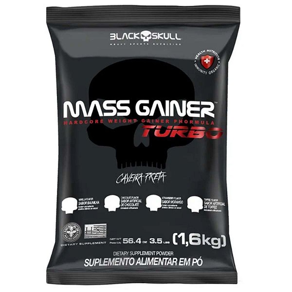 Hipercalórico Mass Gainer Turbo 1,6 Kg Black Skull