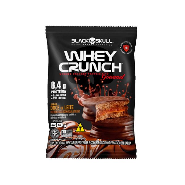 Whey Crunch Gourmet Alfajor Proteico Sabor Doce de Leite 50g Black Skull