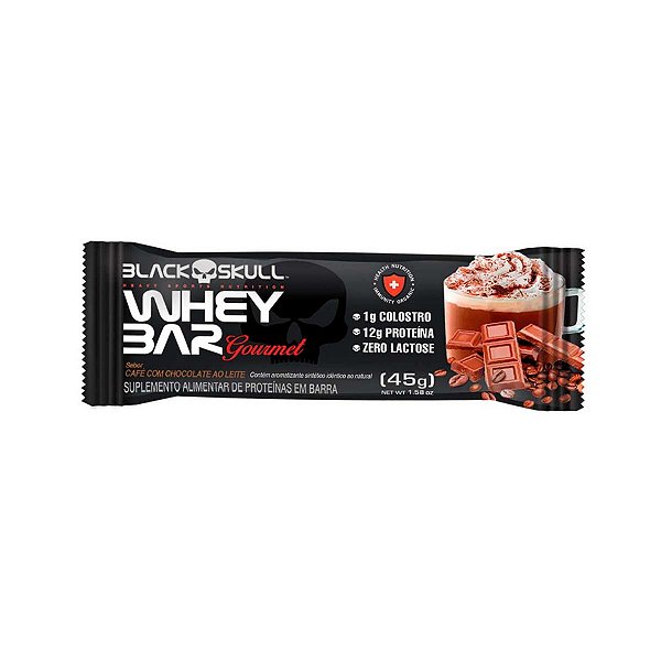 Whey Bar Goumert Barrinha de Proteína Sabor Café c/ Chocolate 45 gr Black Skull