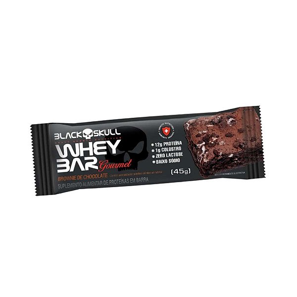 Whey Bar Goumert Barrinha de Proteína Sabor Brownie de Chocolate 45 gr Black Skull