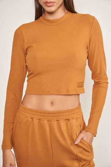 Blusa Canelada Manga Longa