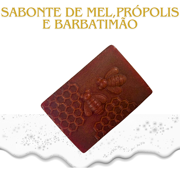 Sabonete em Barra de mel, Própolis e Barbatimão 110gr