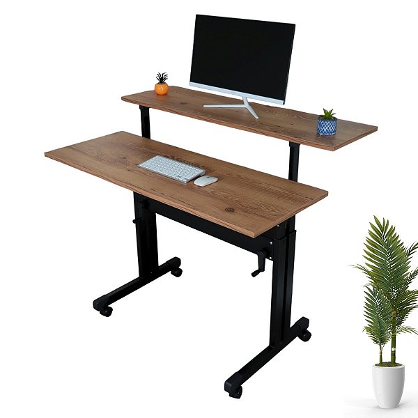 Mesa Dupla Com Regulagem De Altura Antíqua - Wp Connect
