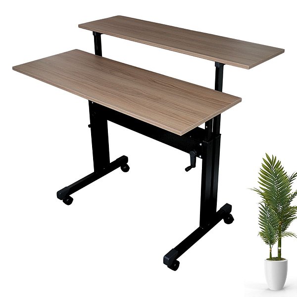 Mesa Dupla Com Regulagem De Altura Amadeirada - Wp Connect