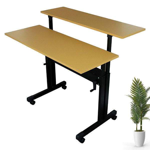 Mesa Dupla Com Regulagem De Altura Ocre Solar - Wp Connect