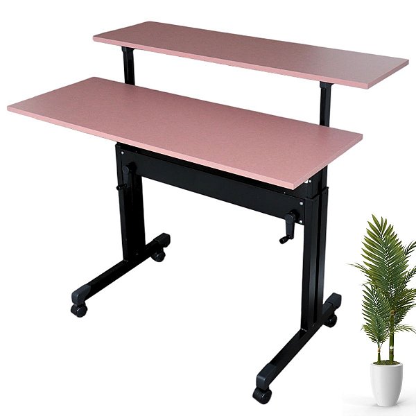 Mesa Dupla Com Regulagem De Altura Rosa Glamour - Wp Connect