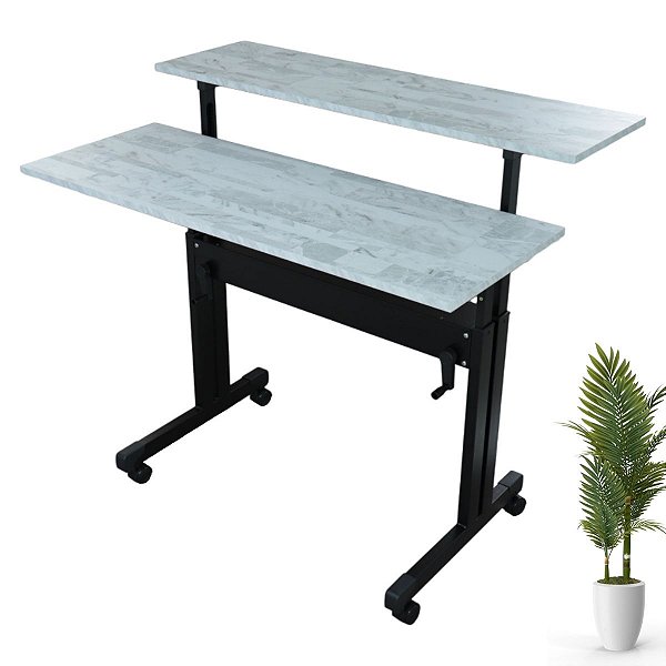 Mesa Dupla Com Regulagem De Altura Calacata - Wp Connect