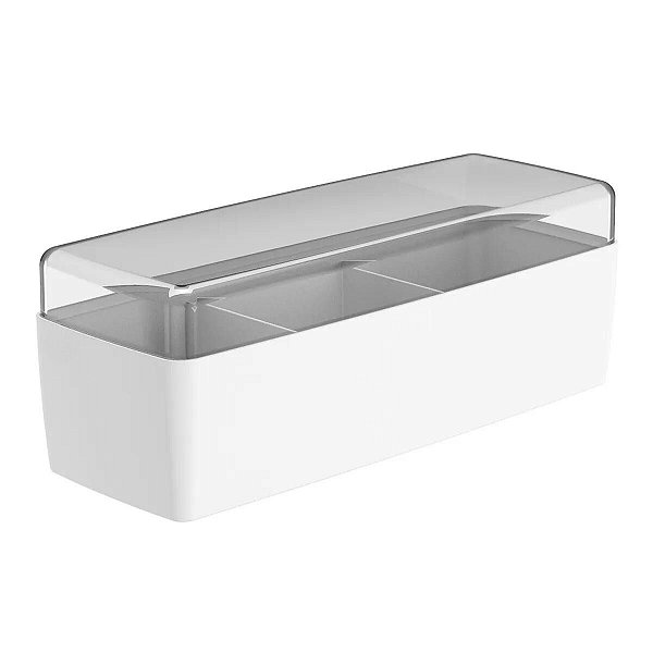 Organizador Porta Sachês Para Chá Bistrô Com Tampa 3 Divisórias Branco Wp Connect
