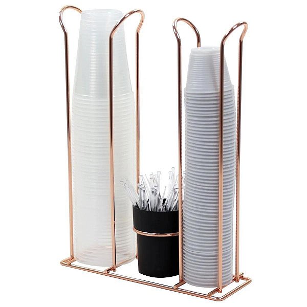 Porta Copos Descartáveis 200ml e 50/80ml Porta Mexedores Rosé Gold Wp Connect