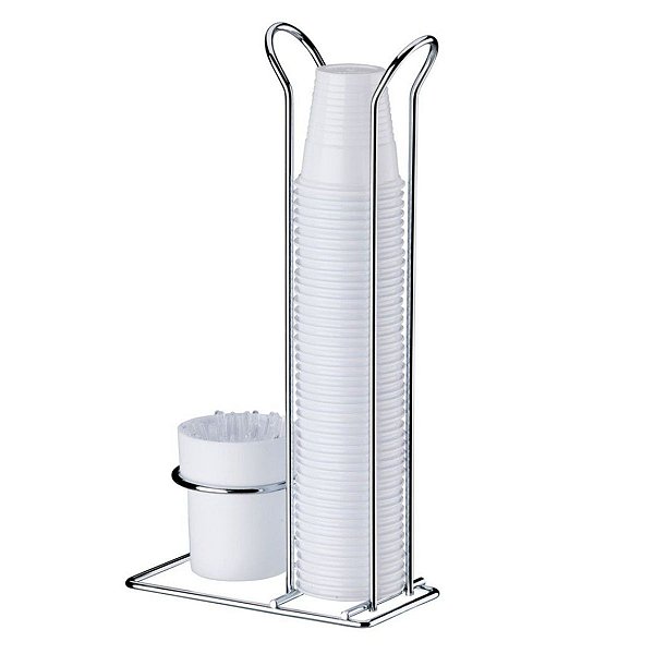 Porta Copos Descartáveis 80ml Porta Colheres Cromado Branco Wp Connect
