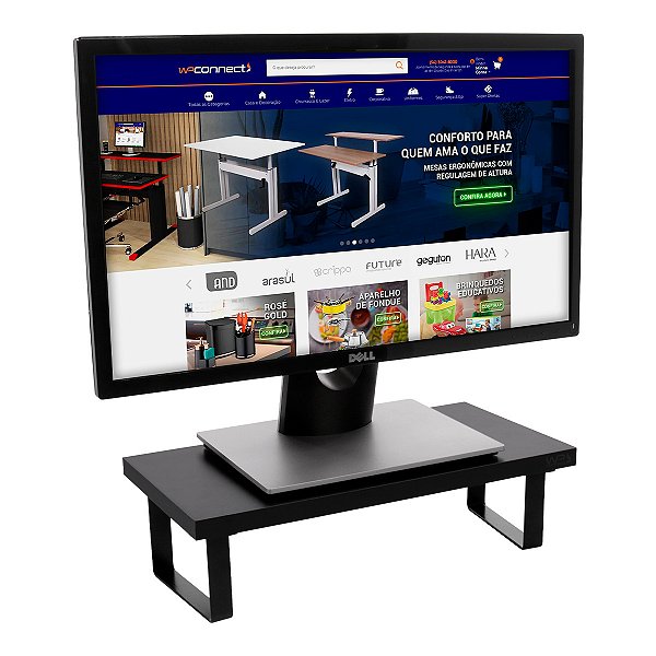Suporte Para Monitor Em Aço Carbono Preto Tampo 20x40 Cores Lisas - Wp Connect