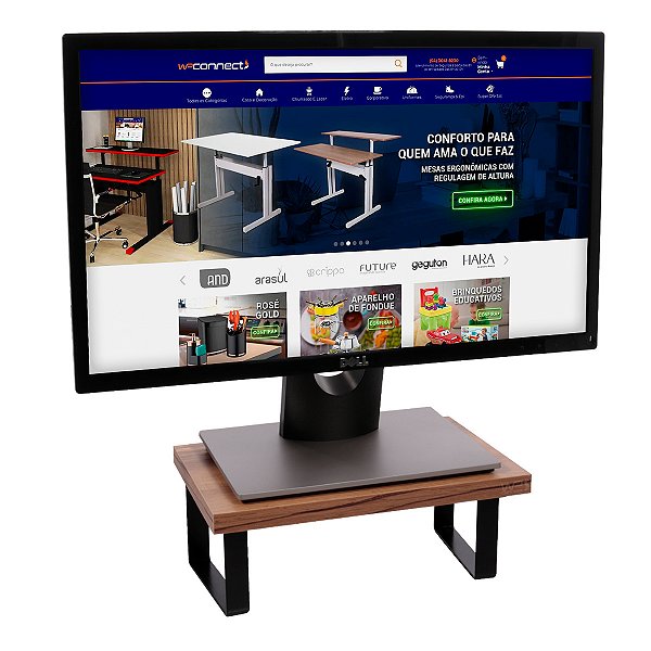 Suporte Para Monitor Em Aço Carbono Preto Tampo 20x30 Decorativos - Wp Connect