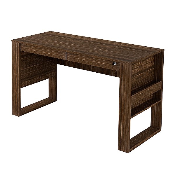 Mesa De Escritório Com 2 Gavetas Com Chave Escrivaninha Nogal - Wp Connect