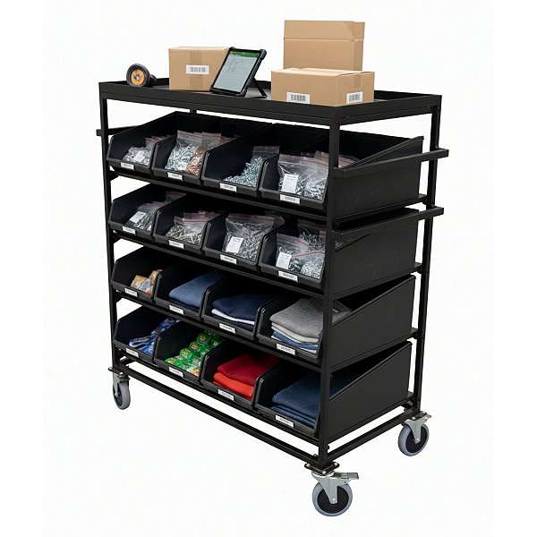 Carrinho Para Separação Picking Packing E-commerce Com Suporte Para Tablet - Wp Connect