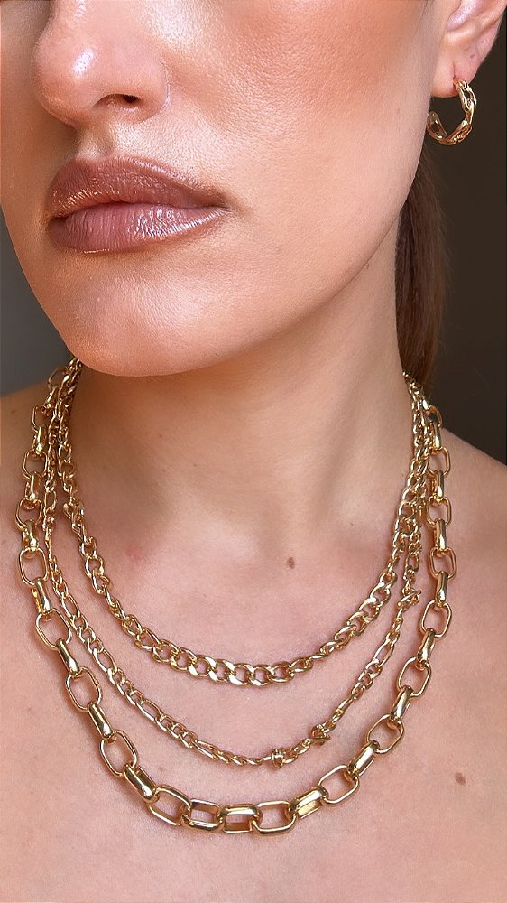 Conjunto Correntes C/ Argola Dourado
