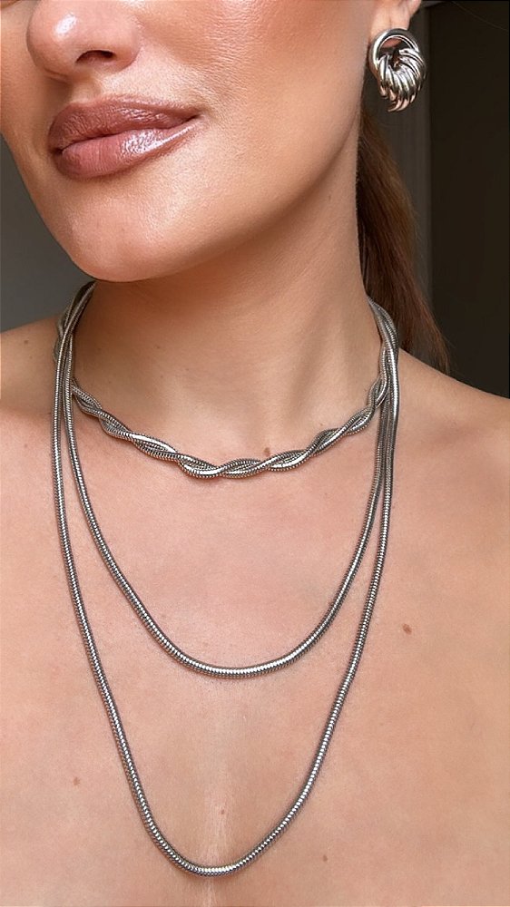 Conjunto Composê Trançado Prata