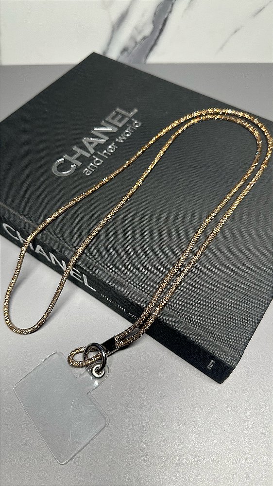 Alça Longa Para Celular Strass Dourado
