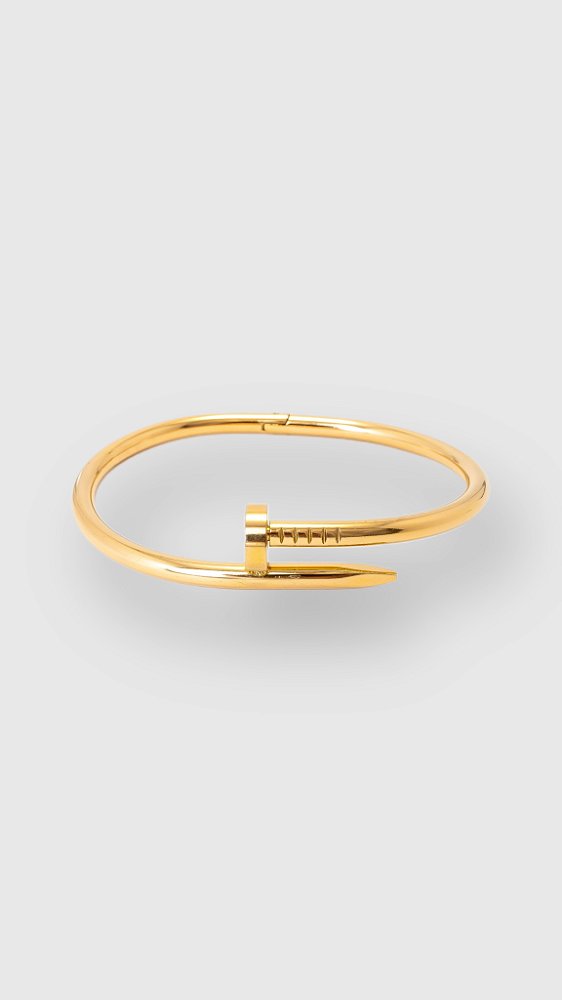 Bracelete Inspiração Cartier Aço Prego Dourado