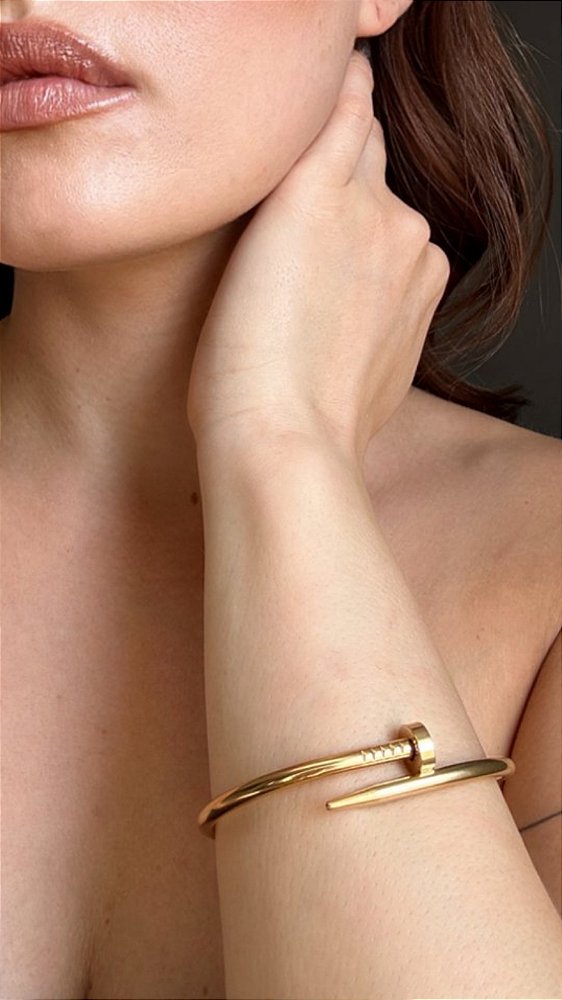 Bracelete Inspiração Prego Cartier Dourado
