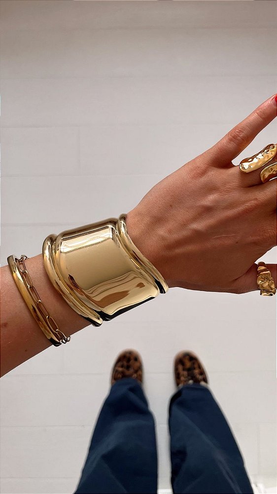 Bracelete Inspiração Tiffany Bone Cuff Dourado