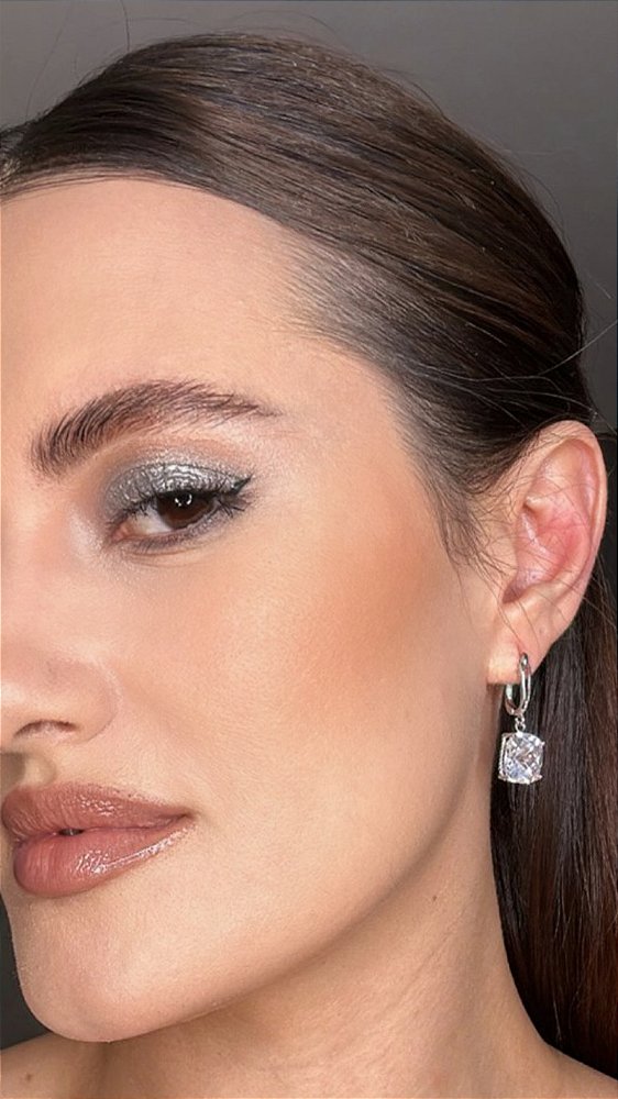 Brinco Inspiração Swarovski Pendurado Prata