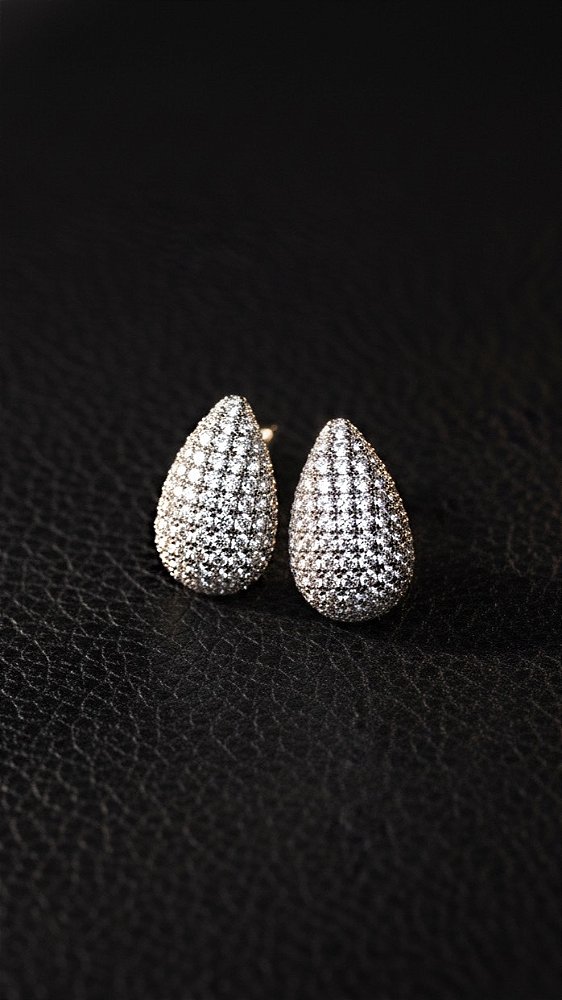 Brinco Gota Cravejada Prata Folheada