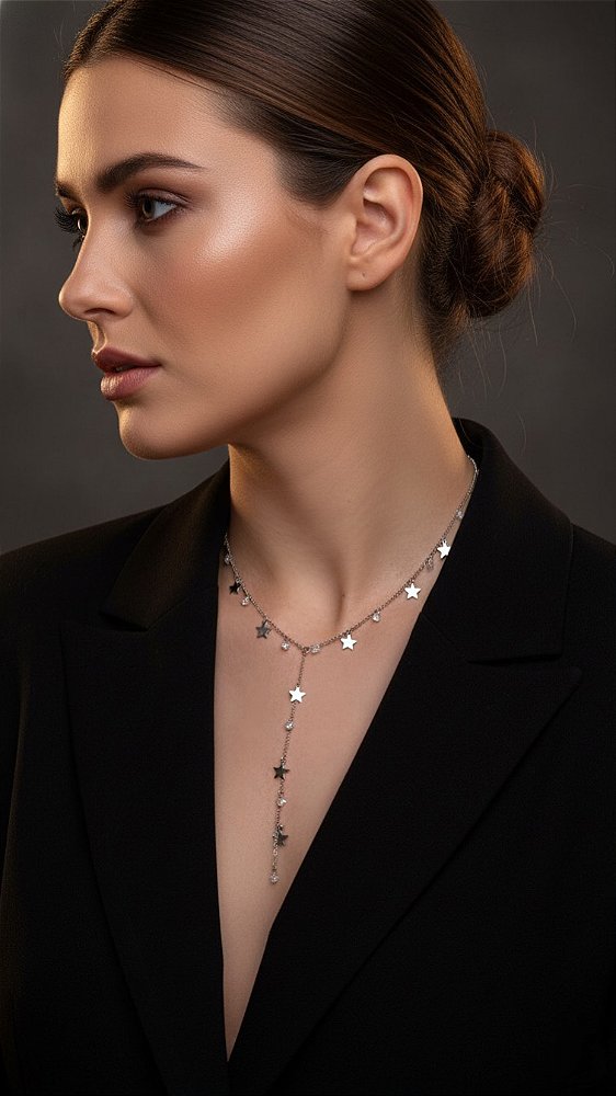 Conjunto Estrelinha Strass Prata