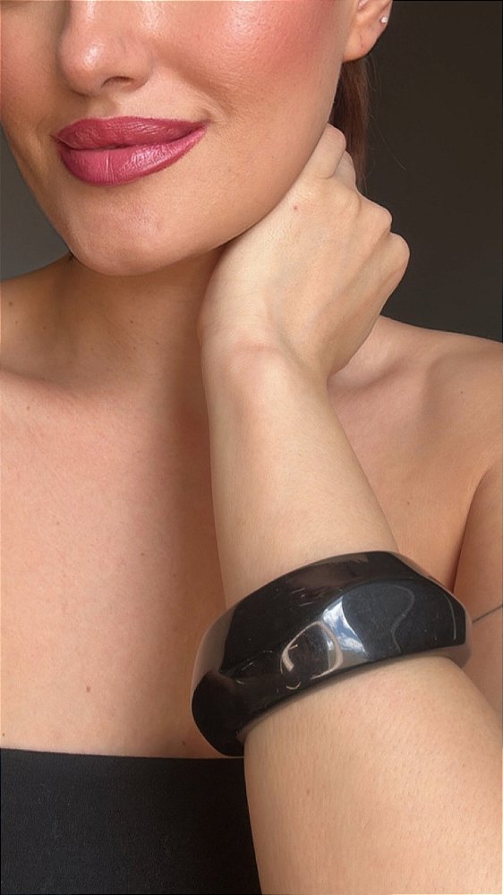 Bracelete Orgânico Resina Preto