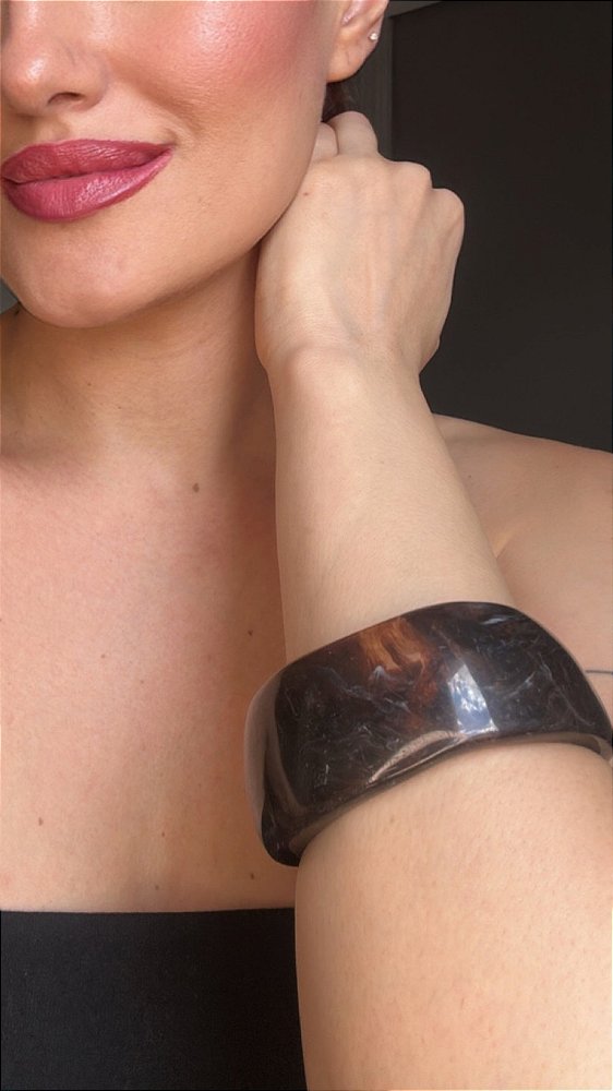 Bracelete Orgânico Resina Mesclado Marrom