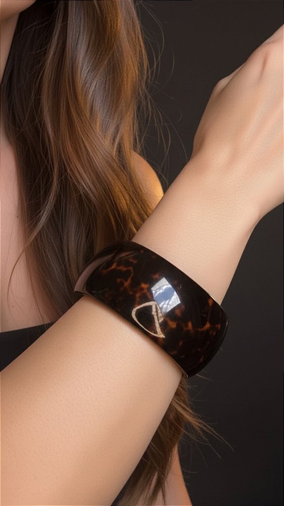 Bracelete Orgânico Resina Mesclado Marrom