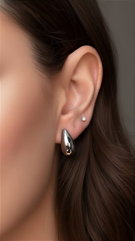 Brinco Gota Bottega Mini Prata Lisa