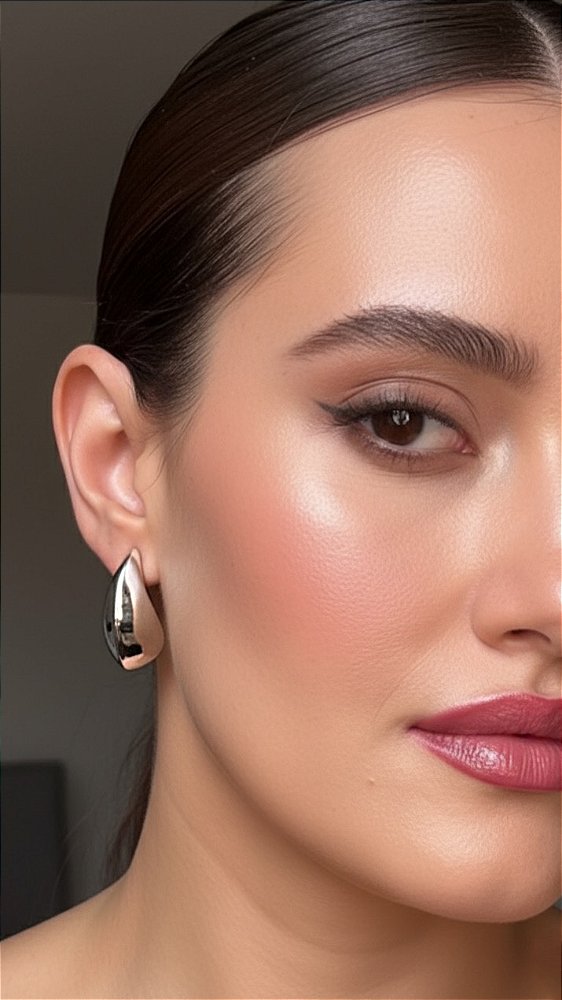 Brinco Gota Geométrico Prata Folheado