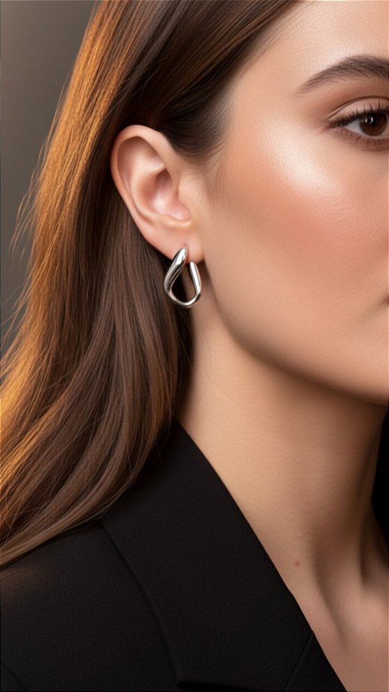 Brinco Orgânico Folheado Prata