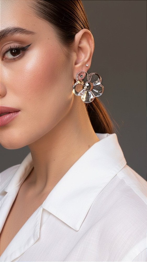 Brinco Flor Acrílico