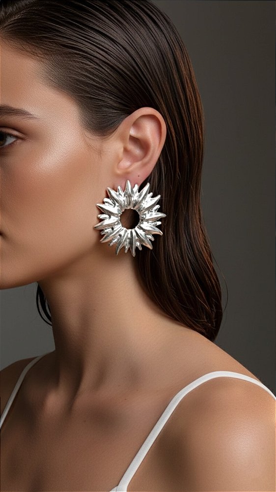 Brinco Sol Prata Boho