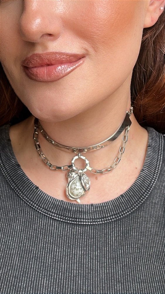 Colar Choker Boho Prata