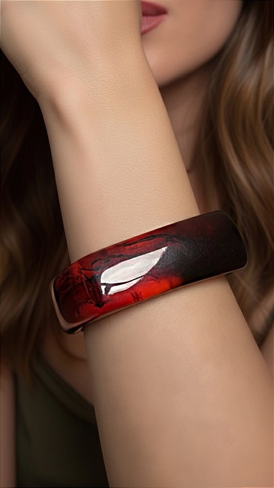 Bracelete Resina Quadrado Tartaruga