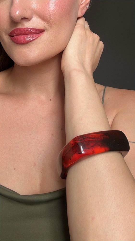 Bracelete Resina Quadrado Tartaruga