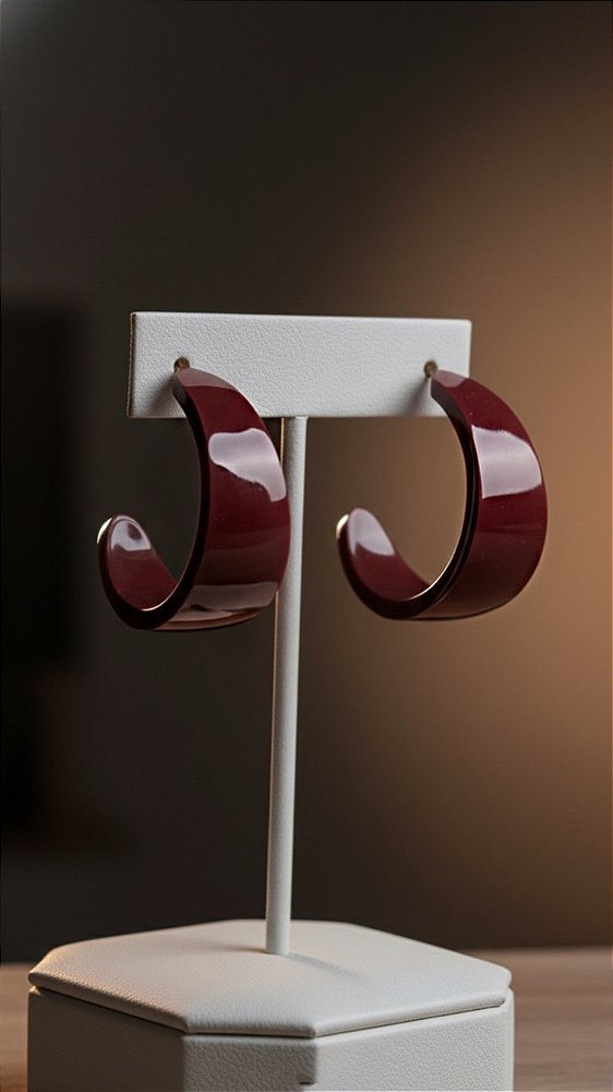 Brinco Argola Resina Vinho