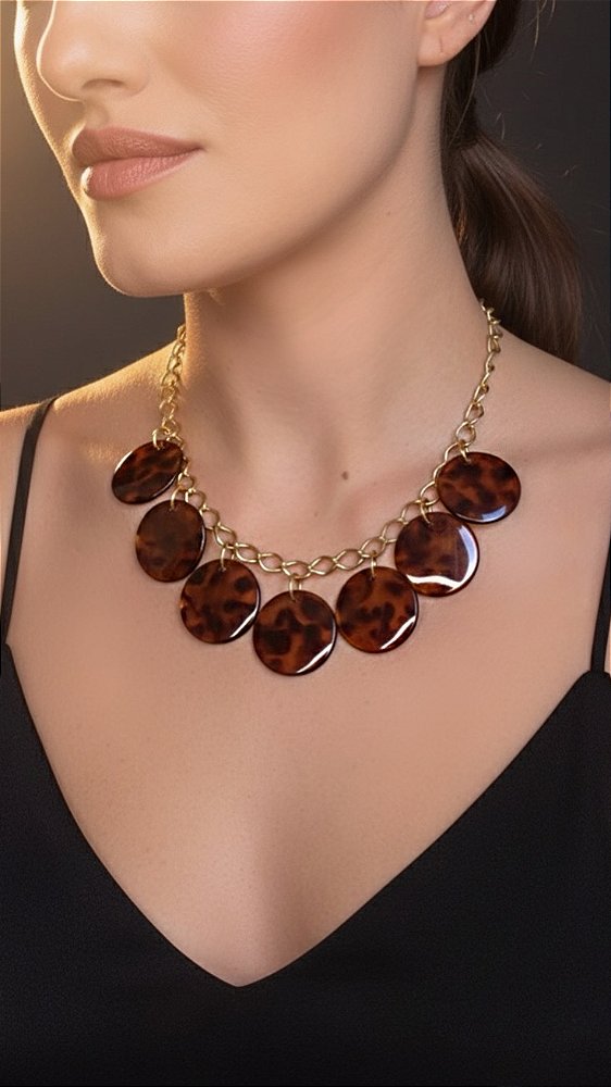 Colar Esferas Marrom