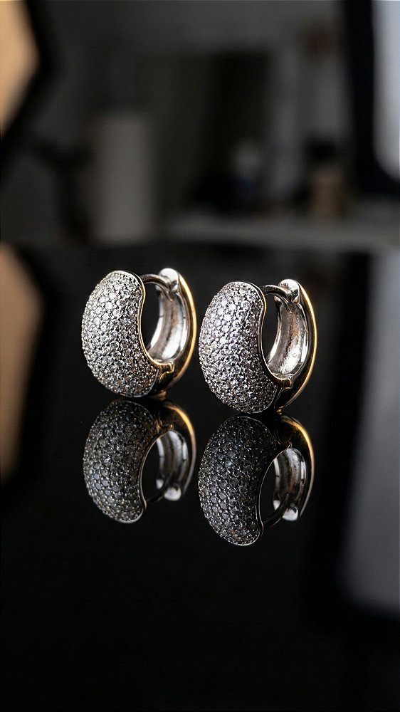 Brinco Argola Cravejada Prata