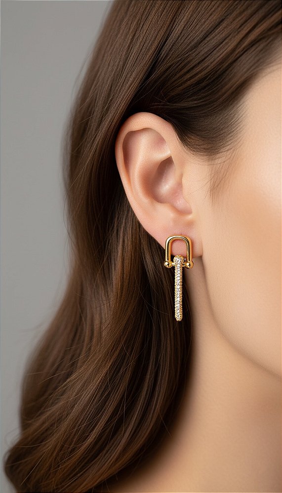 Brinco Insp Tiffany Cravejado Dourado